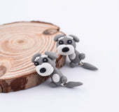 Grey Dog Stud Earrings