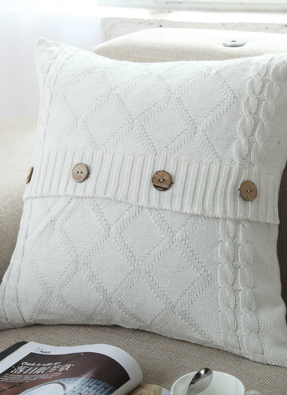 Cotton knitted car pillowcase