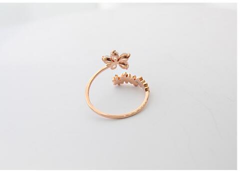 Exquisite five-petal flower zircon  ring