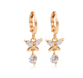 Earrings butterfly gold crystal women