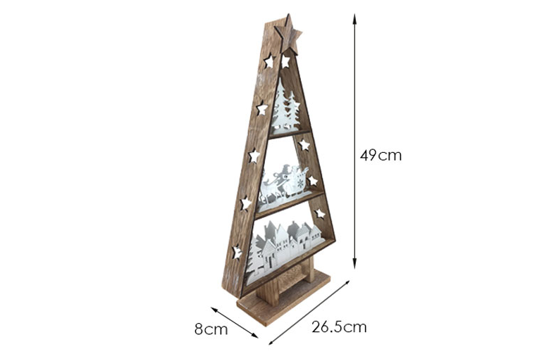 Christmas tree-shaped wooden LED lighting ornaments forest series battery drive high 49cm