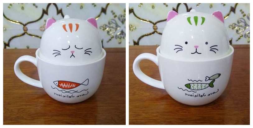 Creative cat cup ceramic mug office cup with lid spoon bone china couple coffee cup tea cup gift