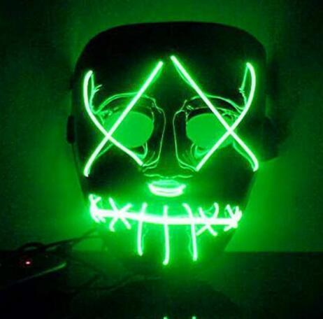 Halloween Led Luminous Mask Horror Grimace Bloody EL wire Halloween Carnaval Party Club Bar DJ Glowing Full Face Masks