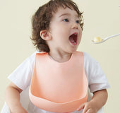 Soft Waterproof Silicone Baby Bib with Food Catcher, Baby Silicone Bib