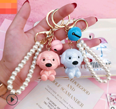 Creative ABS plating puppy key ring ring pendant pearl bracelet car bag couple jewelry ornaments