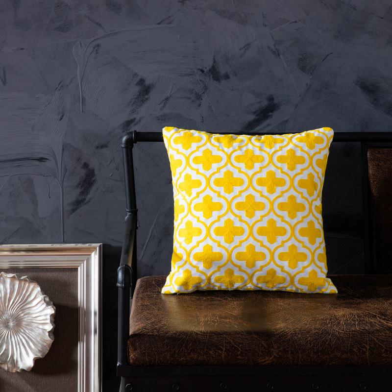 Cotton embroidered pillow with core sofa cushion chair backrest