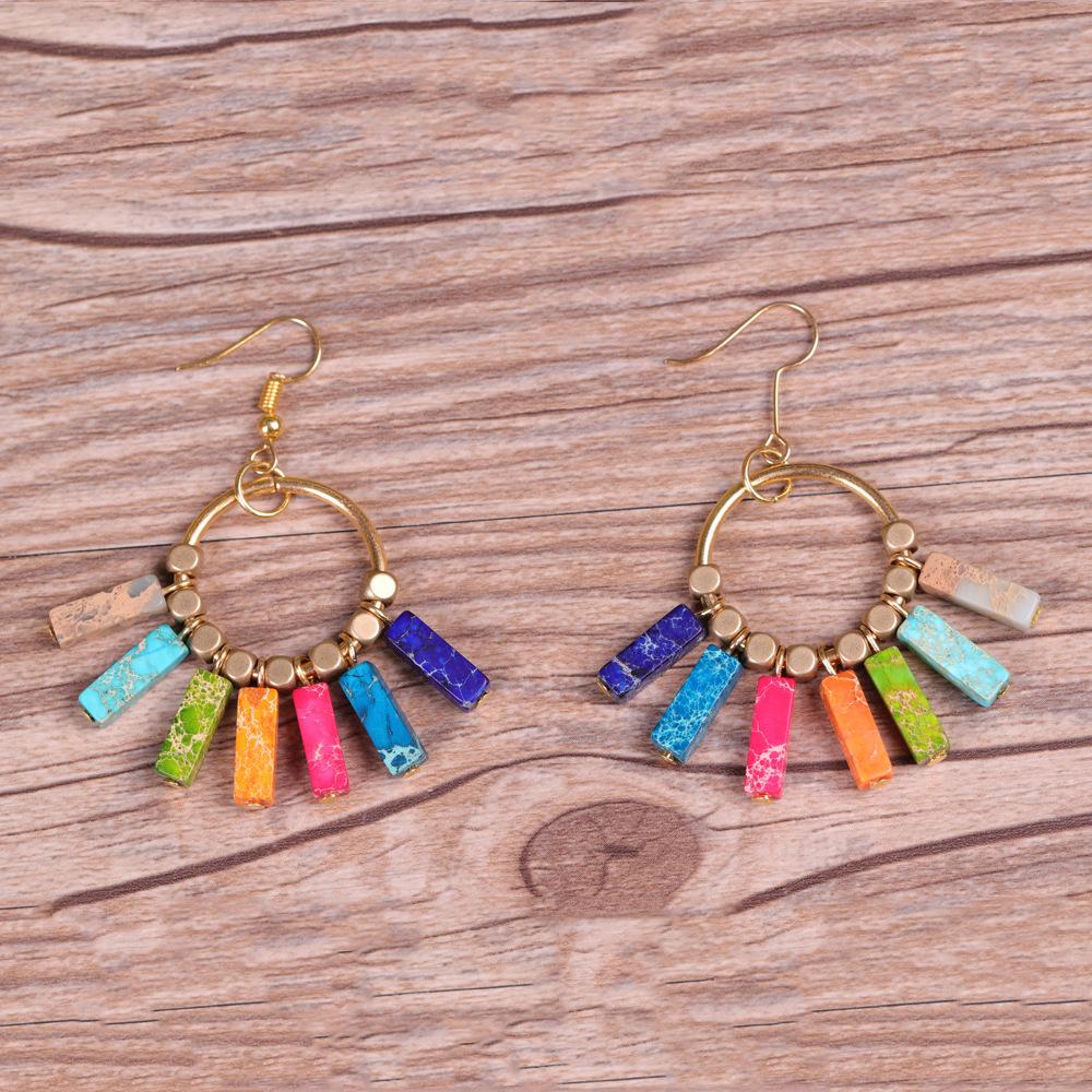 Bohemian stone Earrings 7 Color Energy Stone Yoga Earrings