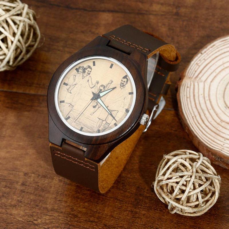 Engraved Wooden Photo Watch
