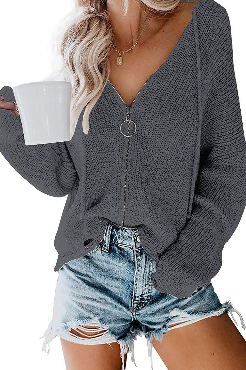 Zip loose sweater