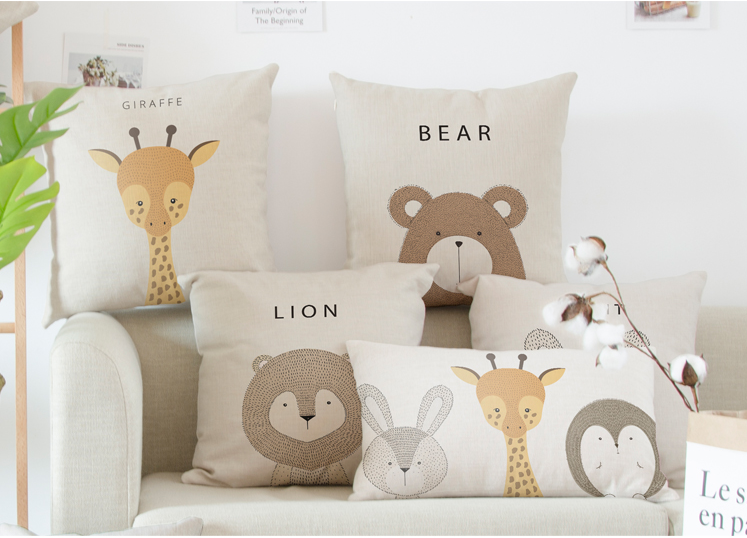 Cartoon animal pillowcase Short plush