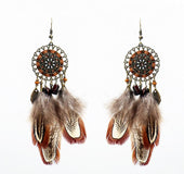 Dreamcatcher feather earrings, sun flower earrings