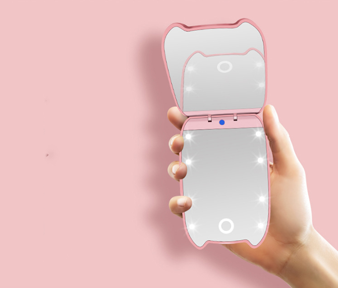 Espejo de maquillaje plegable