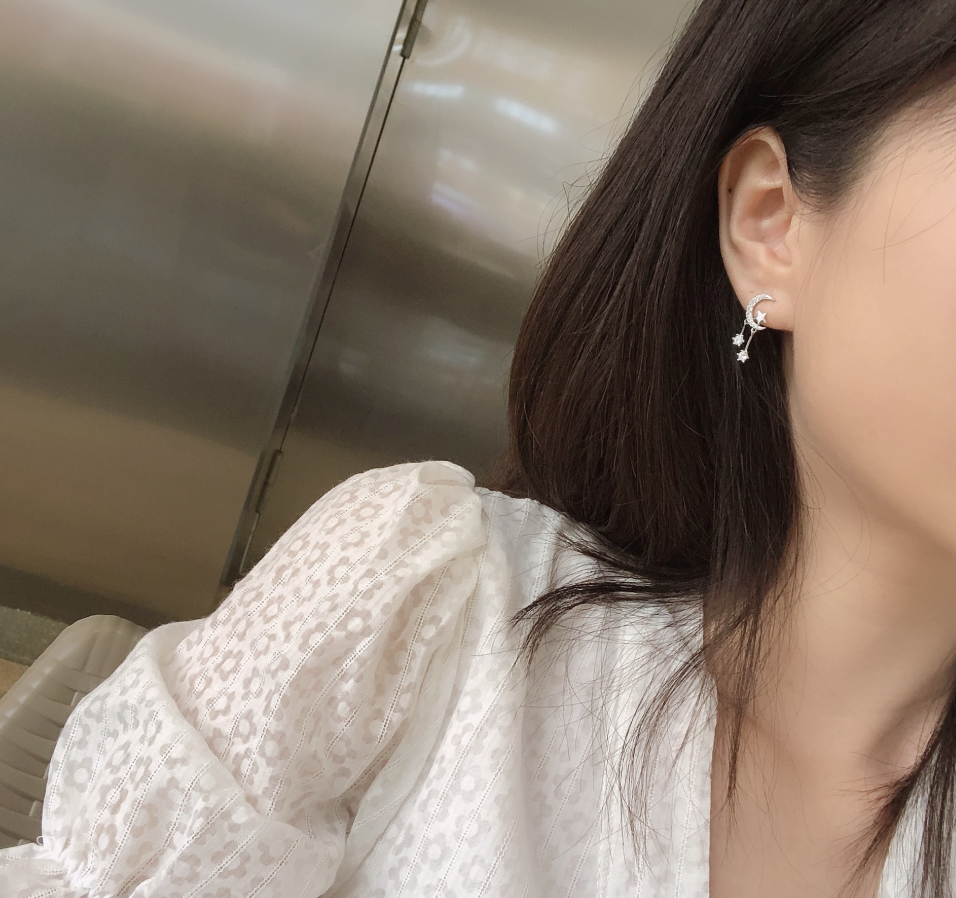 Star moon tassel earrings