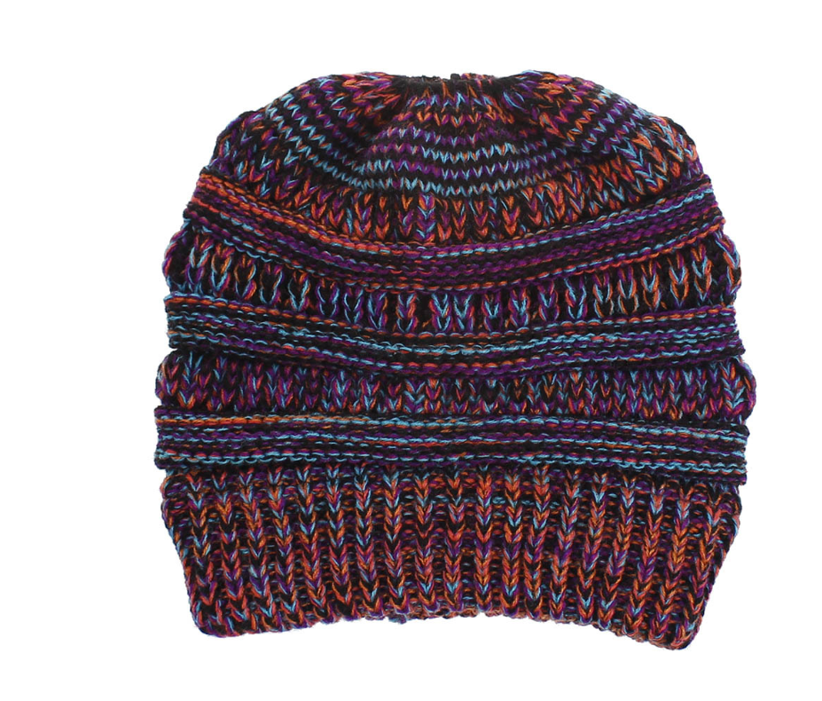 Mixed color knitted wool hat ladies do not label CC horsetail hat Europe and America