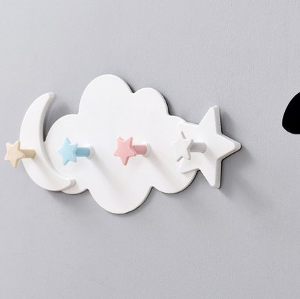 Creative star moon cloud shape without nails hat clothes hooks shelf hanging hanger
