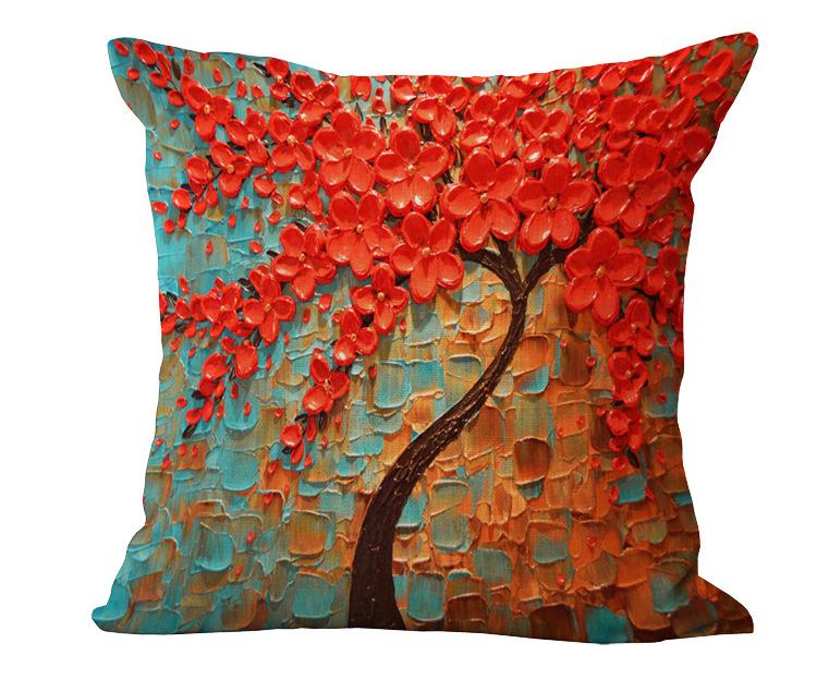 Oil painting cotton and linen pillowcase