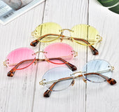 Oval polished edge sunglasses