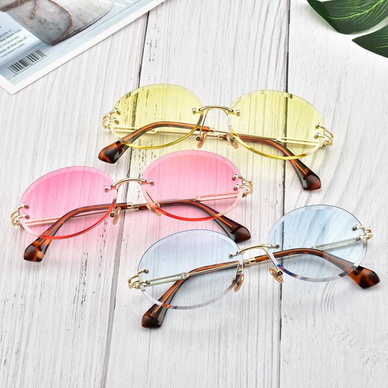 Oval polished edge sunglasses