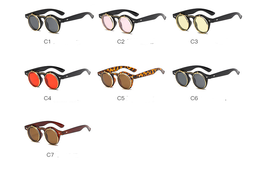 Black Vintage/Retro Round SteamPunk Sunglasses