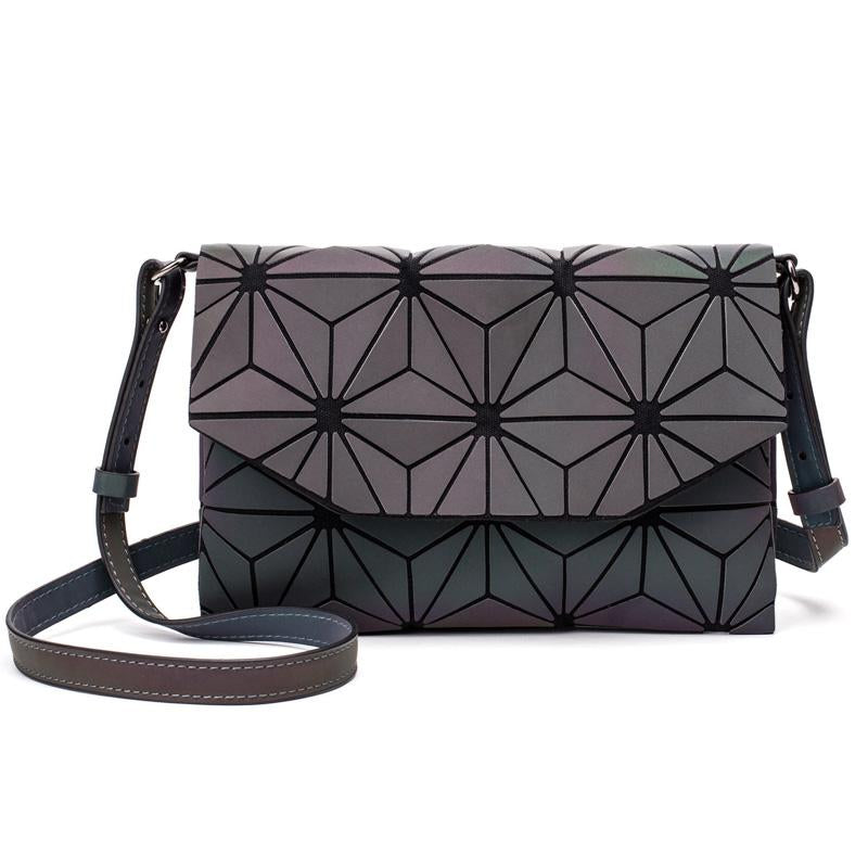 Luminous geometric rhombic handbag