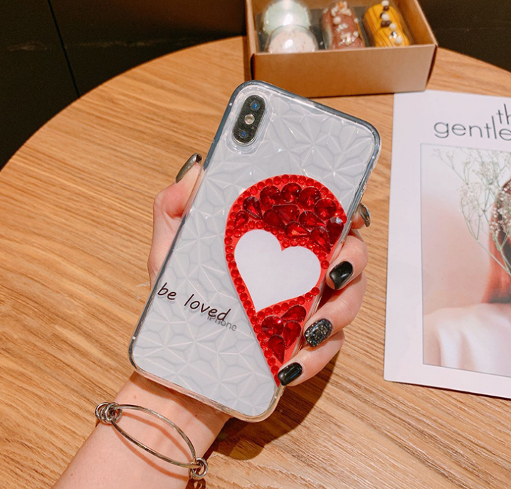 Luxury rhinestone gemstone love smiley mobile   soft side 7plus female protective cover  | IPhone