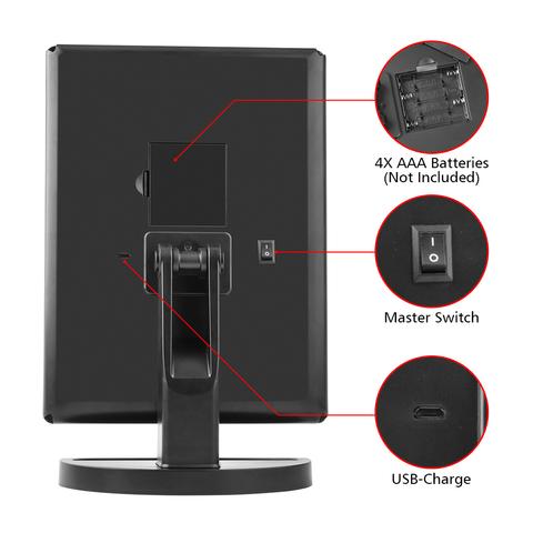 LED Espejo De Maquillaje Con Luz Plegable Portátil
