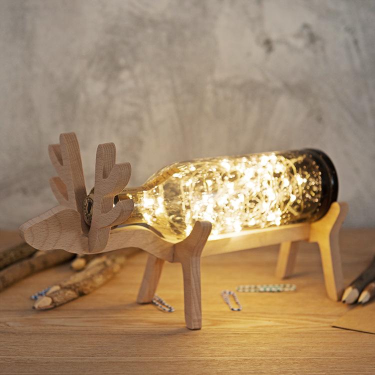 Romantic LED Small Night Light Creative Original Wooden Glass Table Lamp Christmas Birthday Gift Bedroom Lamp