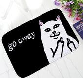 Cat With Middle Finger Door mats Coral velvet carpet Humorous Funny Words Go Away Entrance Indoor Floor Mat