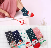 Ladies Christmas Socks Cartoon Santa Animals Cute Female Students in Tube Long Waist Socks Cotton