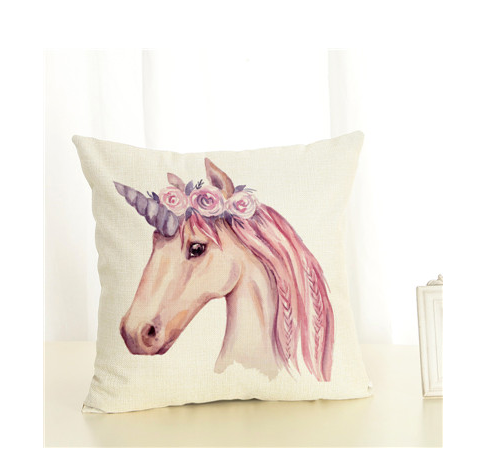 Fashion Pillow Cover Unicorn Pillow Case Cojins / Almofadas 45 Inches x 45 Cm Square Valentines Day Gift Handmade 3D Cushions
