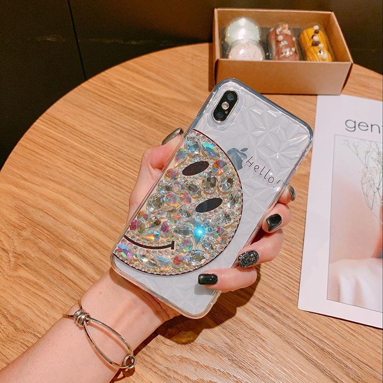 Luxury rhinestone gemstone love smiley mobile   soft side 7plus female protective cover  | IPhone