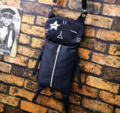 Cartoon cat canvas shoulder bag personality funny diagonal package