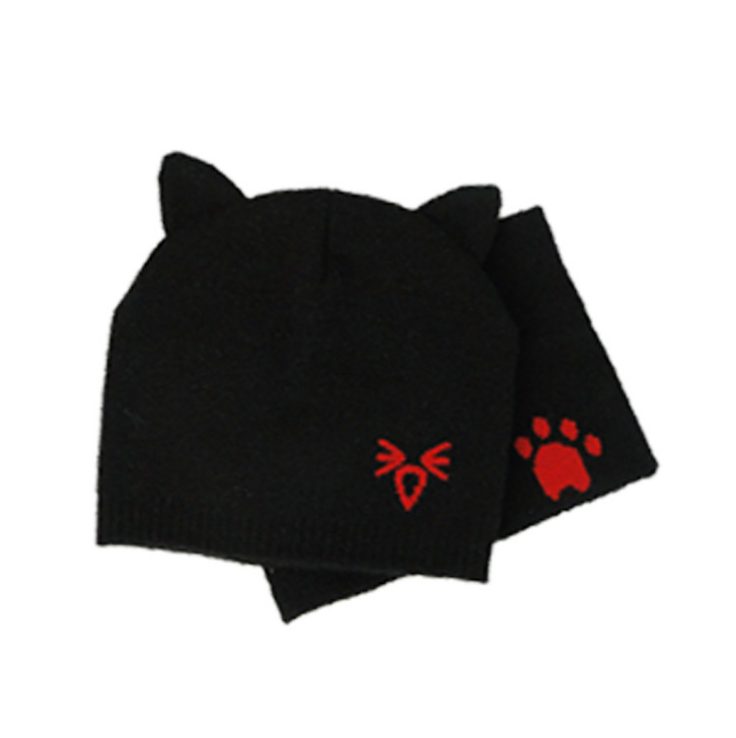 2Pcs/Set Warm Baby Hat Scarf Knitted Protect Ear Baby Boys Girls Hat Winter Beanie Scarves Suits Cartoon Cat Newborn Cap