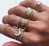 Moon Love Peach Heart Ring Combination