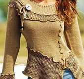 Patchwork long-sleeved turtleneck sweater