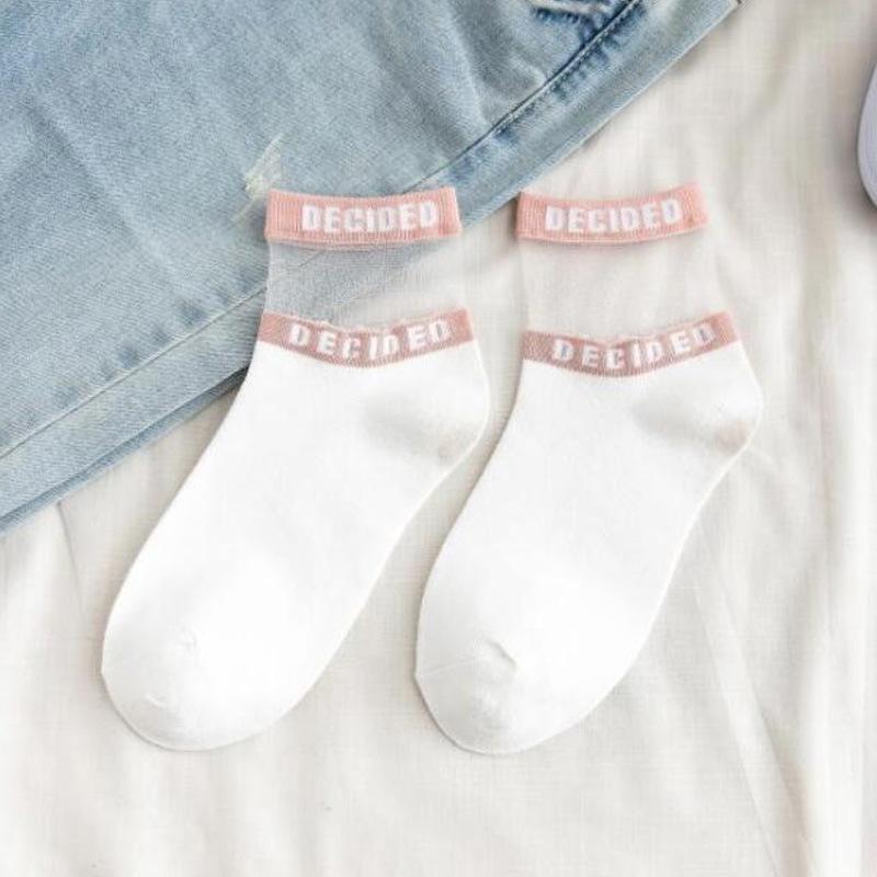 Letter card silk cotton socks