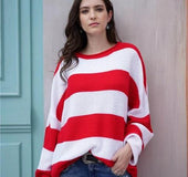 Women's sweater women's striped colorblock sweater