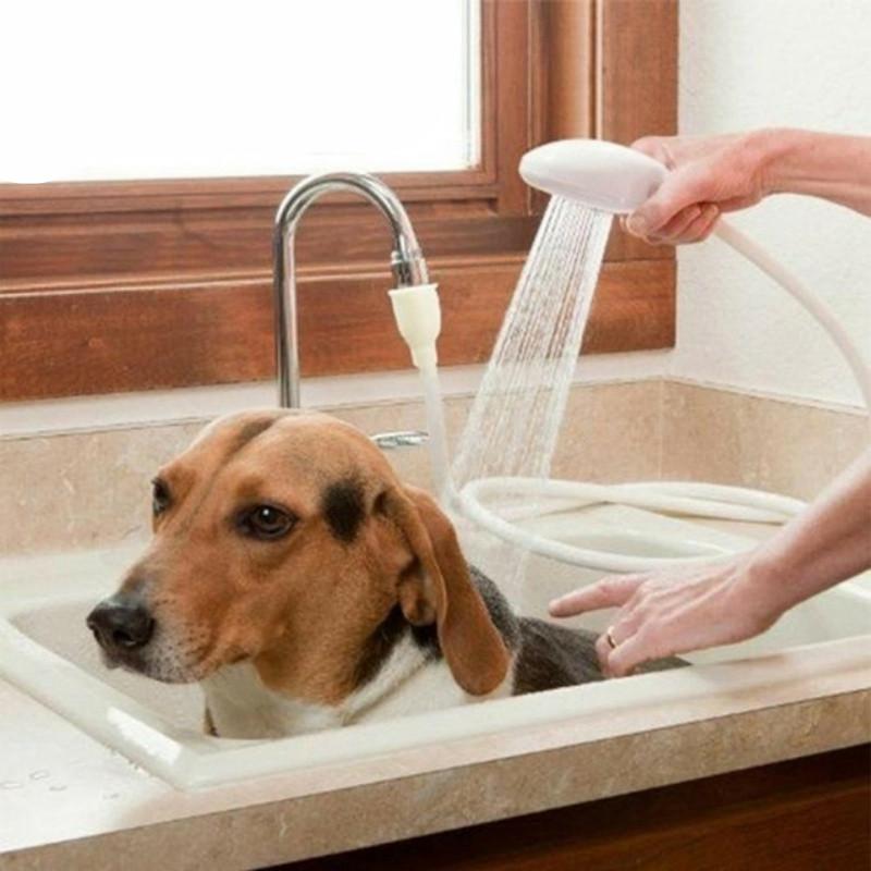 Newest Dog Shower Head Spray Drains Strainer Pet Bath Hose Sink Washing Hair Pet Hairdresser Hair Wash Pet Push Saving Shower