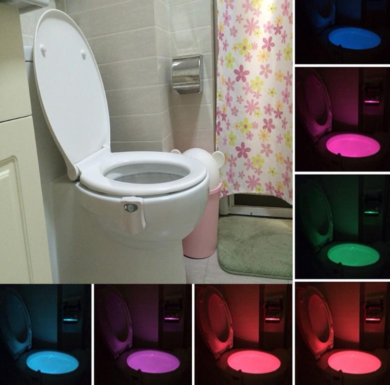 The new 8 color toilet lamp hanging human toilet cover light induction of creative gifts selling LED Nightlight