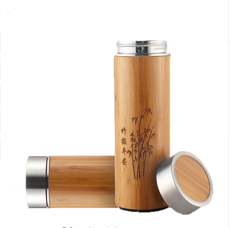 Termo de Bambú 360 ml Vaso de Acero Inoxidable