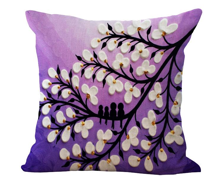 Oil painting cotton and linen pillowcase