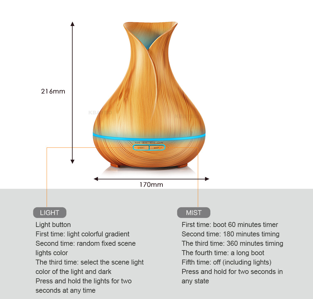 Humidificador de 400 ml madera