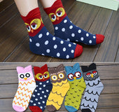 Owl cartoon female socks