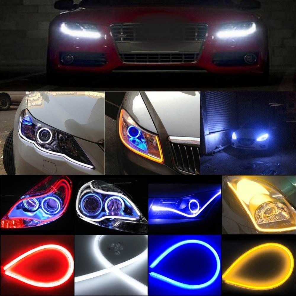 2Pcs 45cm/60cm Flexible Car Soft Tube LED Strip Light Angel Eye