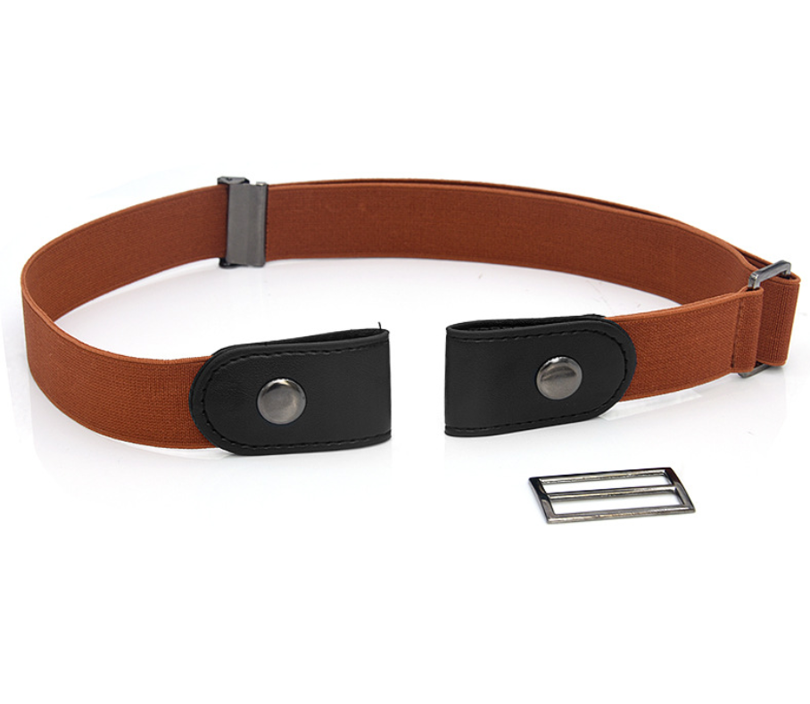 Leather Slim Stretch Invisible Belt Jeans Simple Joker Men and Women Lazy Belt