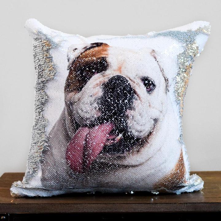 Funda De Almohada Con Lentejuelas Con Foto Personalizada