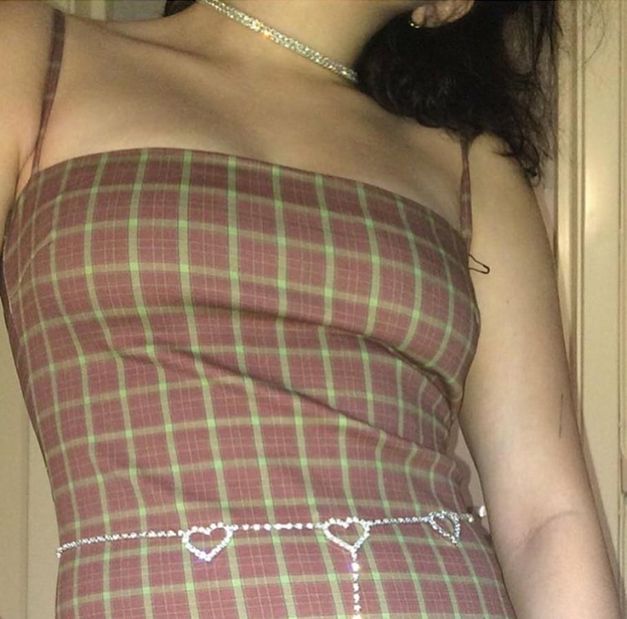 New 90s vintage flash drill heart waist chain cute bling bling night club disco belt