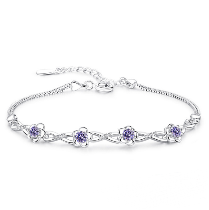 Pulsera de plata flor de durazno