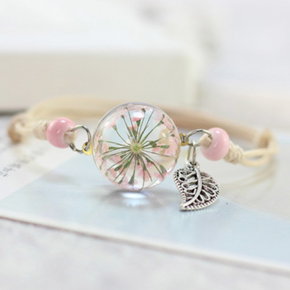 Pulsera Bola De Cristal Flor Seca