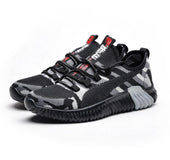 Sports shoes men's shoes women's shoes gray camouflage shoes military training training shoes single layer flying woven running shoes